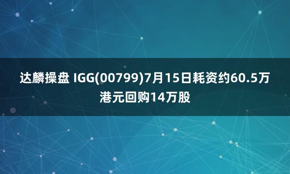 达麟操盘 IGG(00799)7月15日耗资约60.5万港元回购14万股
